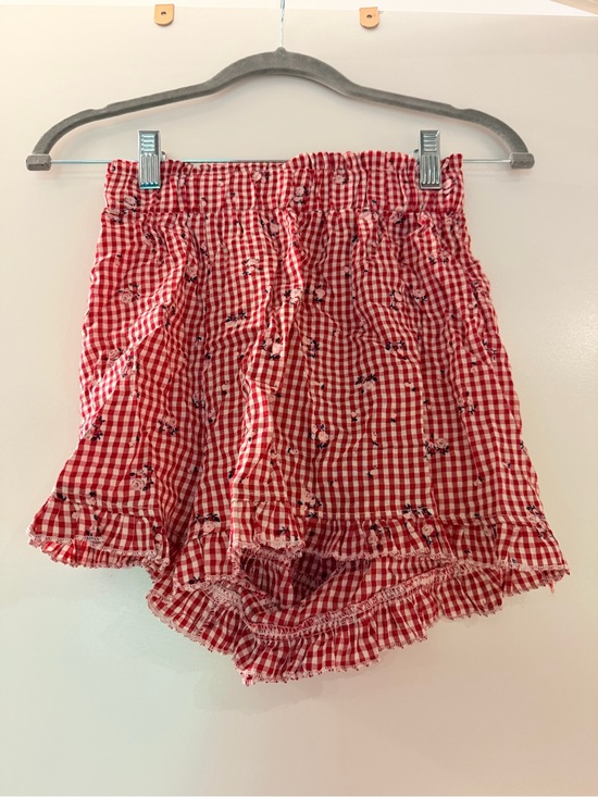 Cider Pants - Cider Red Gingham High-Waist Ruffle Shorts